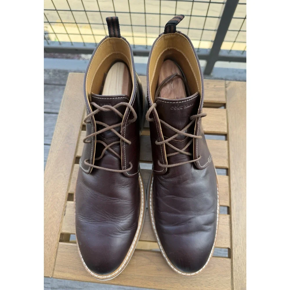 Men's Size 11 Cole Haan Leather Comfort Grand OS Chukka in Dark Java Brown EUC